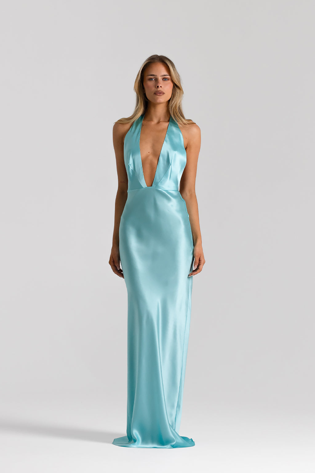 natalie rolt silk dress Gabi Gown Neon Pink Maxi Dresses