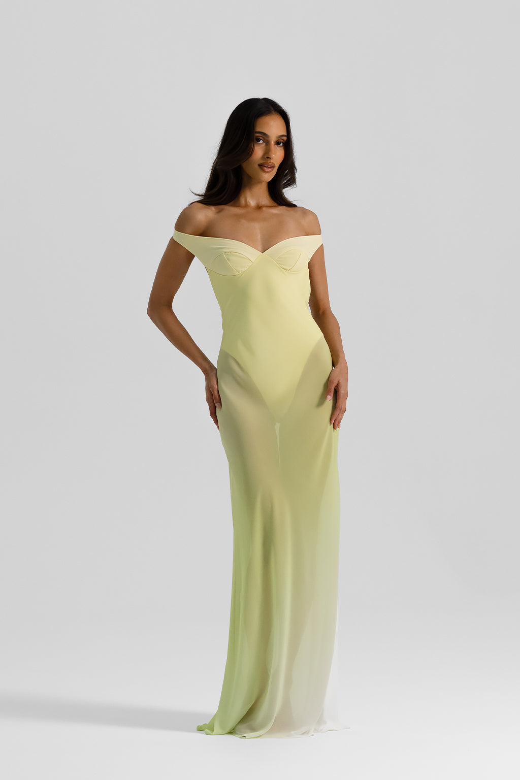 natalie rolt green dress Natalie Rolt 'Shontae' Gown in Citron HONEY HIRE BOUTIQUE
